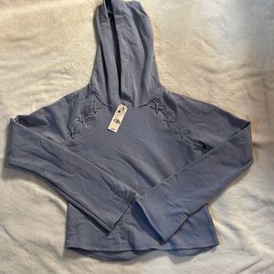 Garage blue fitted hoodie with flair sleeves